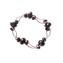 Pulsera con cuentas de cristal negro plata clásico de moda 925